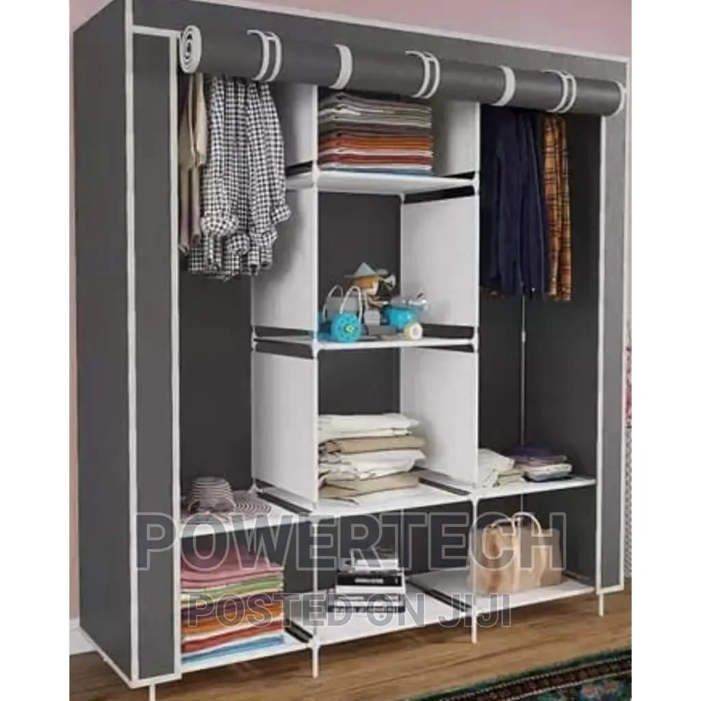 3 Column Metallic Portable Wardrobe