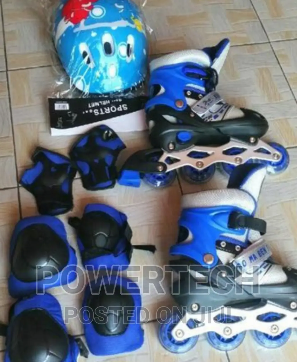 Complete Kit Blue Roller Skates Shoes
*"