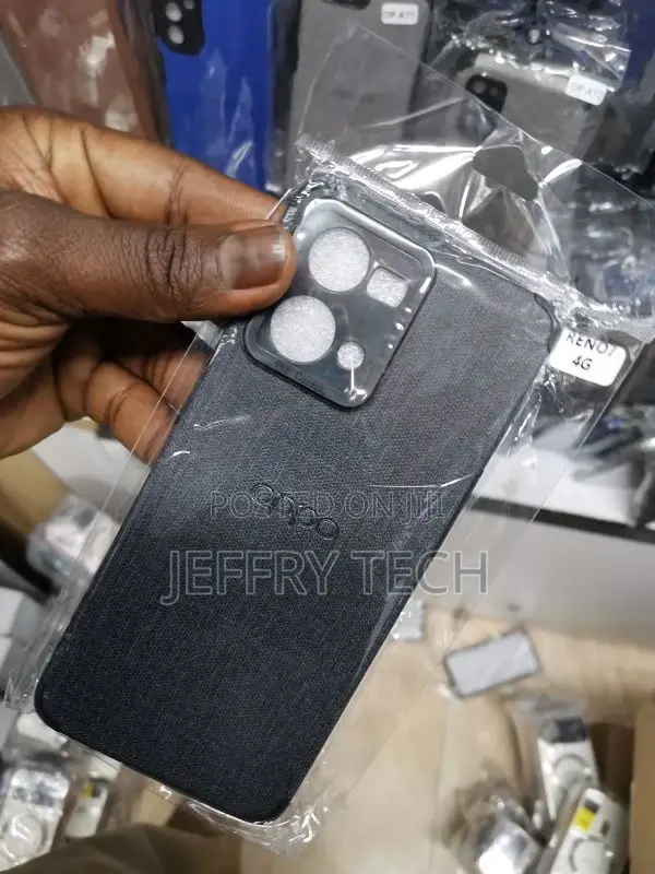 Oppo Reno 7 4g Cover - Black Jeans Fabric Texture