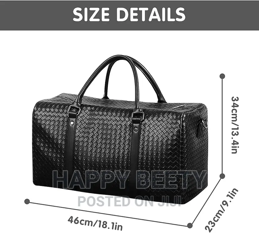 Woven Leather Travel Weekend Overnight Duffel Bag