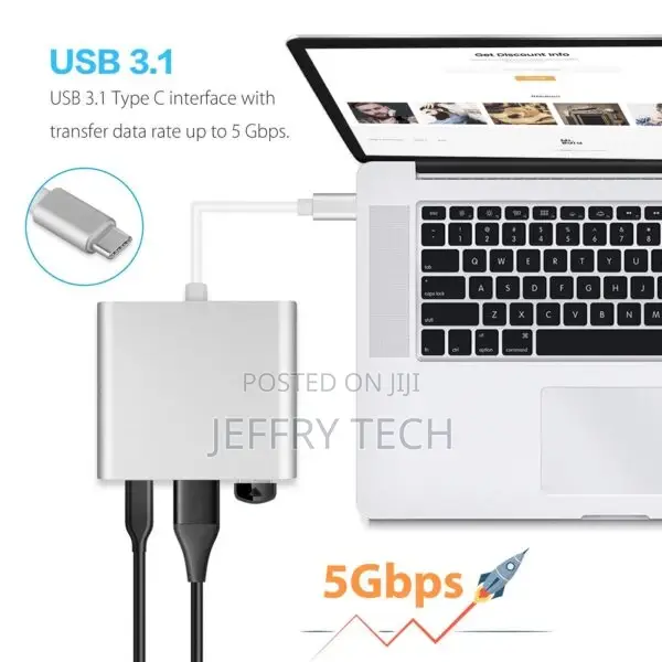 USB C to HDMI Adapter, 3 in 1 Multiport USB Type C to HDM
