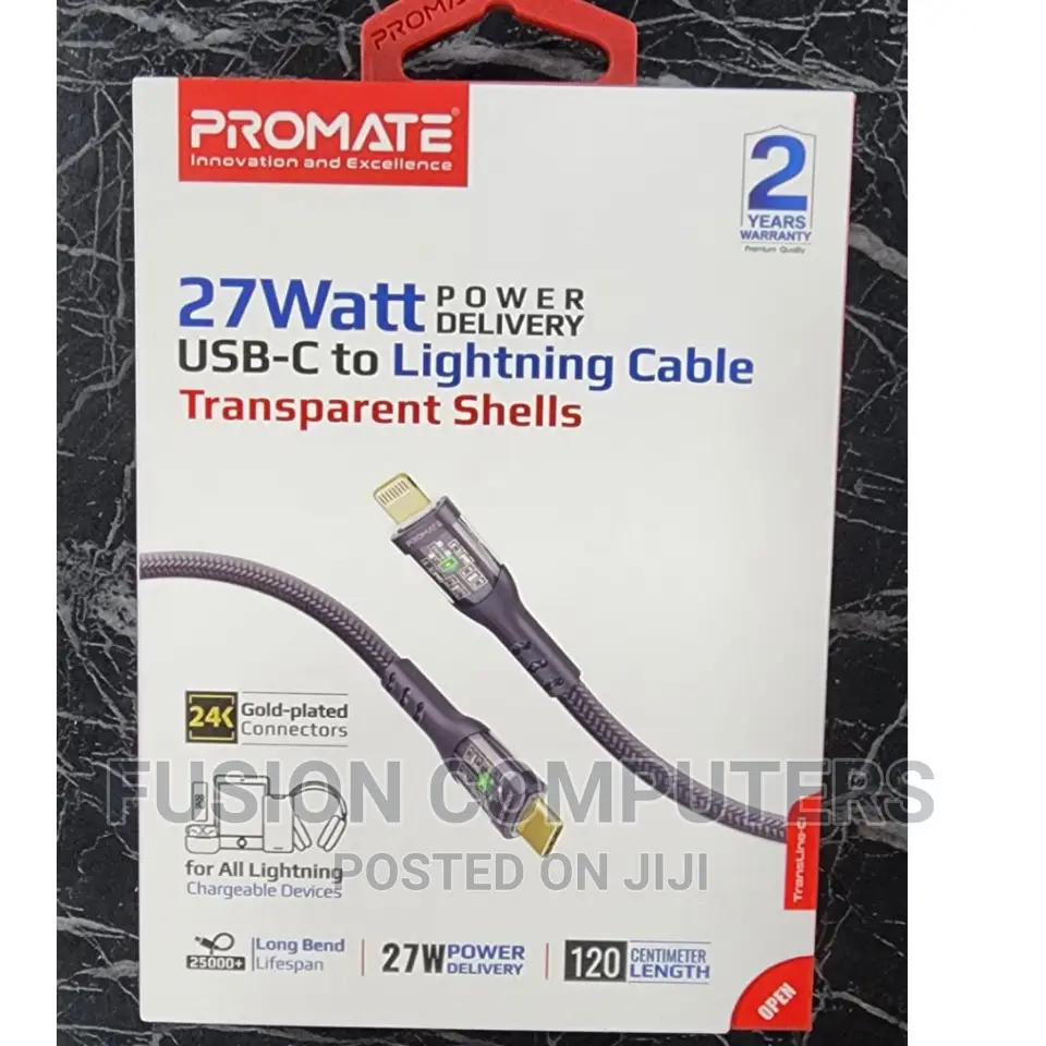 Promate 27W Power Delivery Usb-C to Lightning Cable