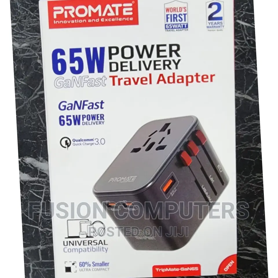 PROMATE 65W Power Delivery Ganfasttm Charging Adaptor