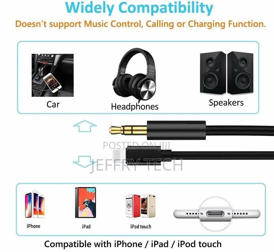 iPhone 7 8 X XR 11 12 13 Pro Max 8 Pin to 3.5mm AUX Audio C