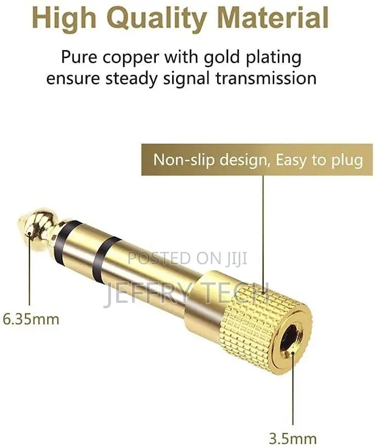 2PCS 6.35mm 1/4" Male to 3.5mm 1/8" Female Jack Stereoheadph