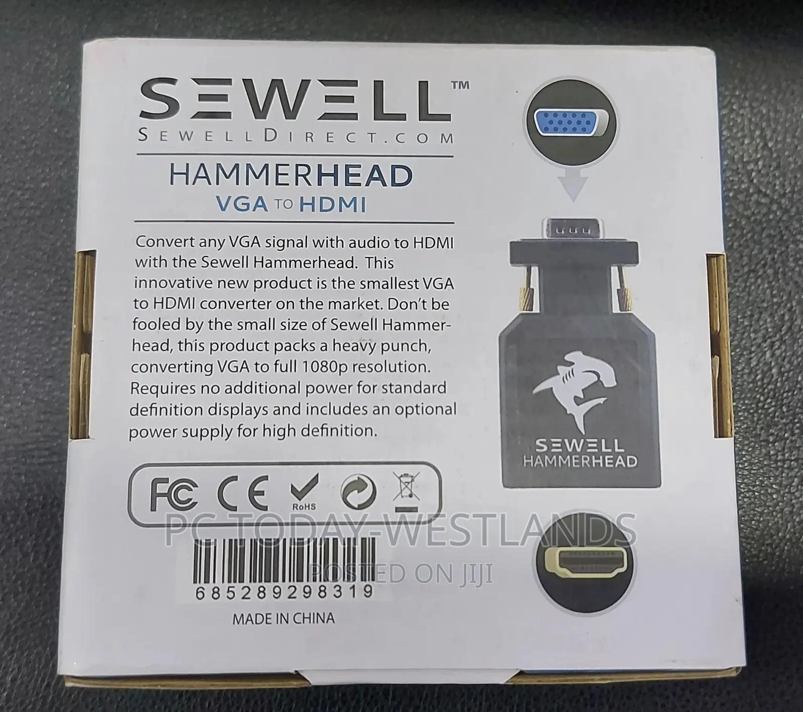 SEWELL Hammerhead VGA to HDMI Active Converter 1080p Compact