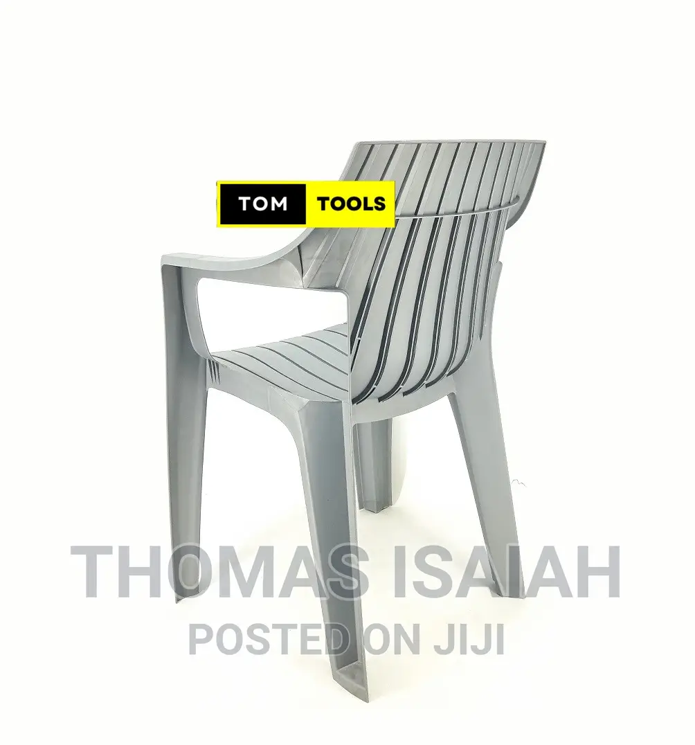 Gray TMT Heavy UNBREAKABLE Plastic Stackable Arm Chair