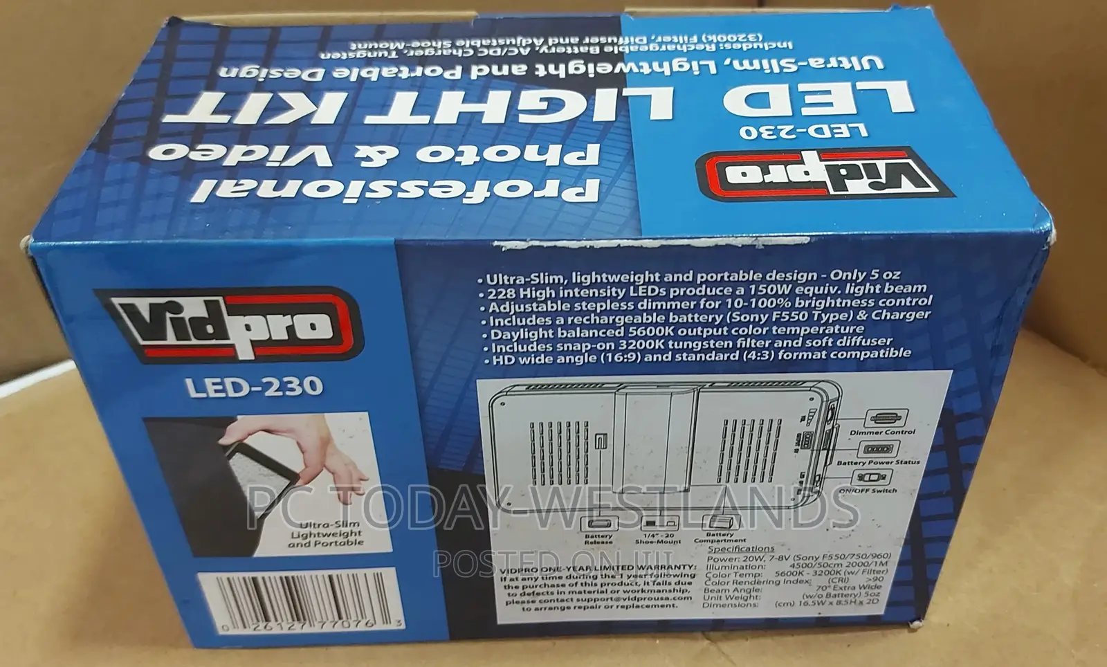 Vidpro LED-230 Photo and Video Light Kit - On Camera Panel