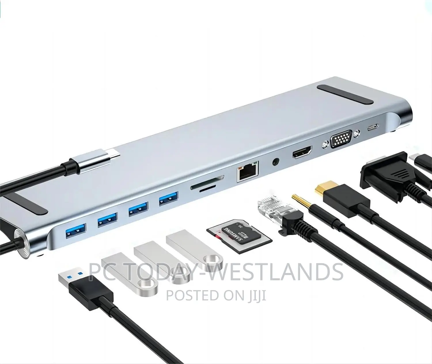 11 in 1 USB-C/Type-c to 4 X USB+SD/TF+RJ45+3.5mm+HDMI+VGA+PD