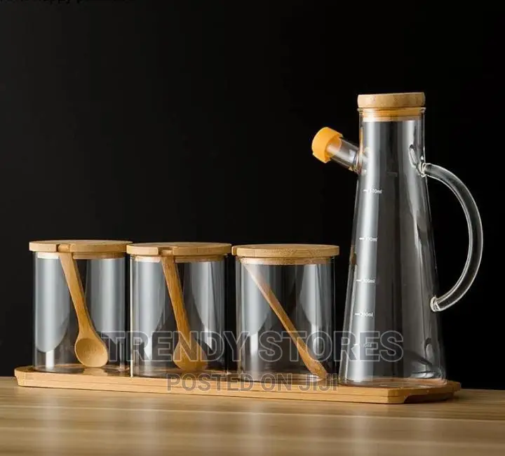 3pcs Glass Storage Set + Oil Jar