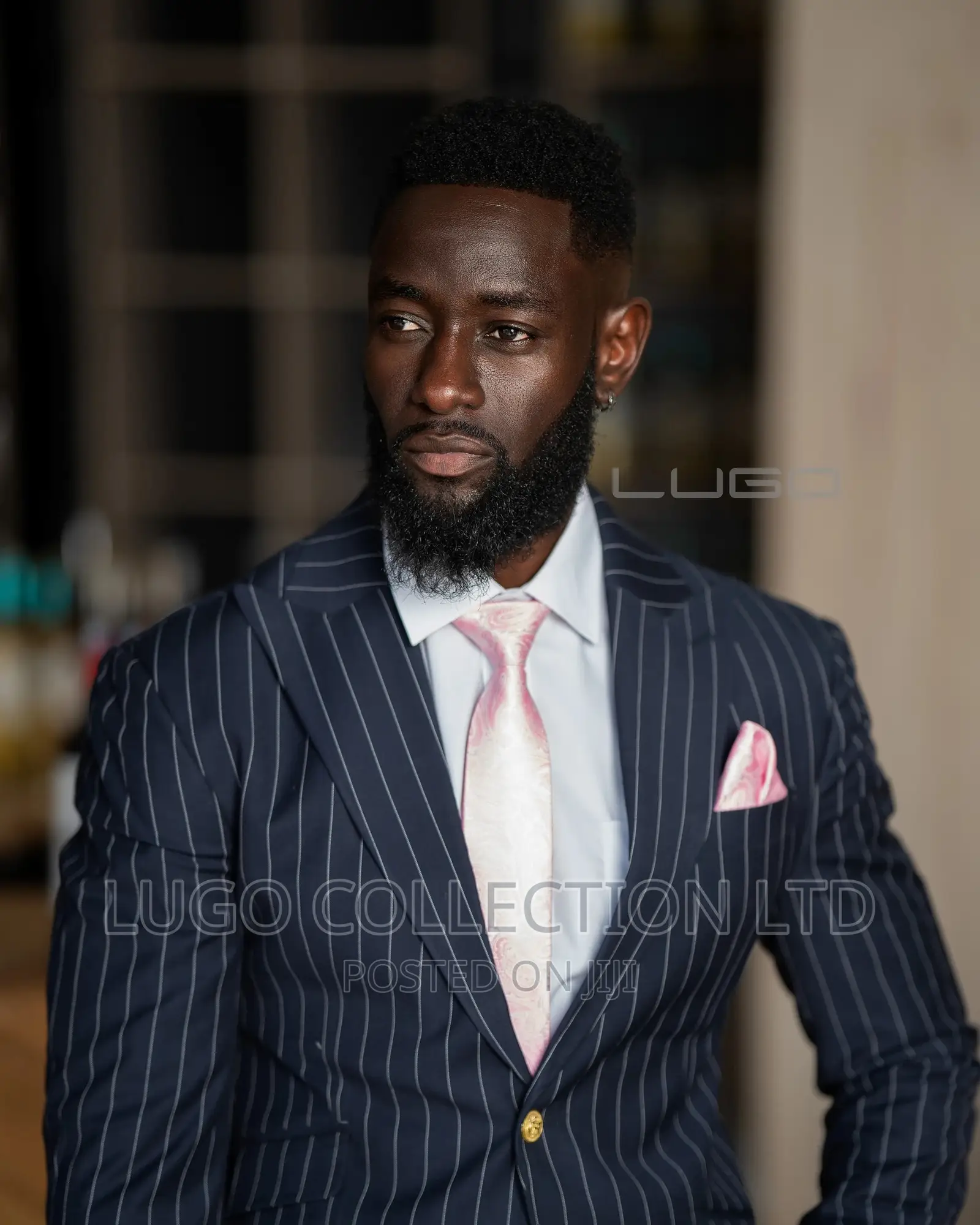 Pinstripe Black Suit
