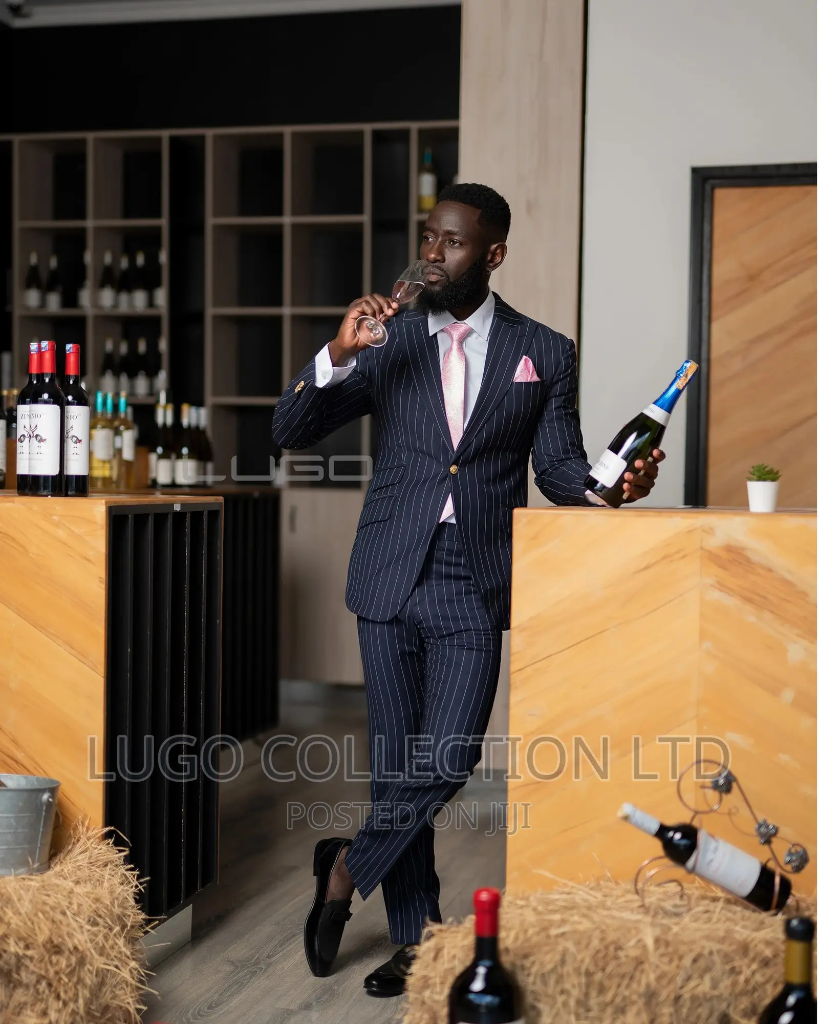 Pinstripe Black Suit