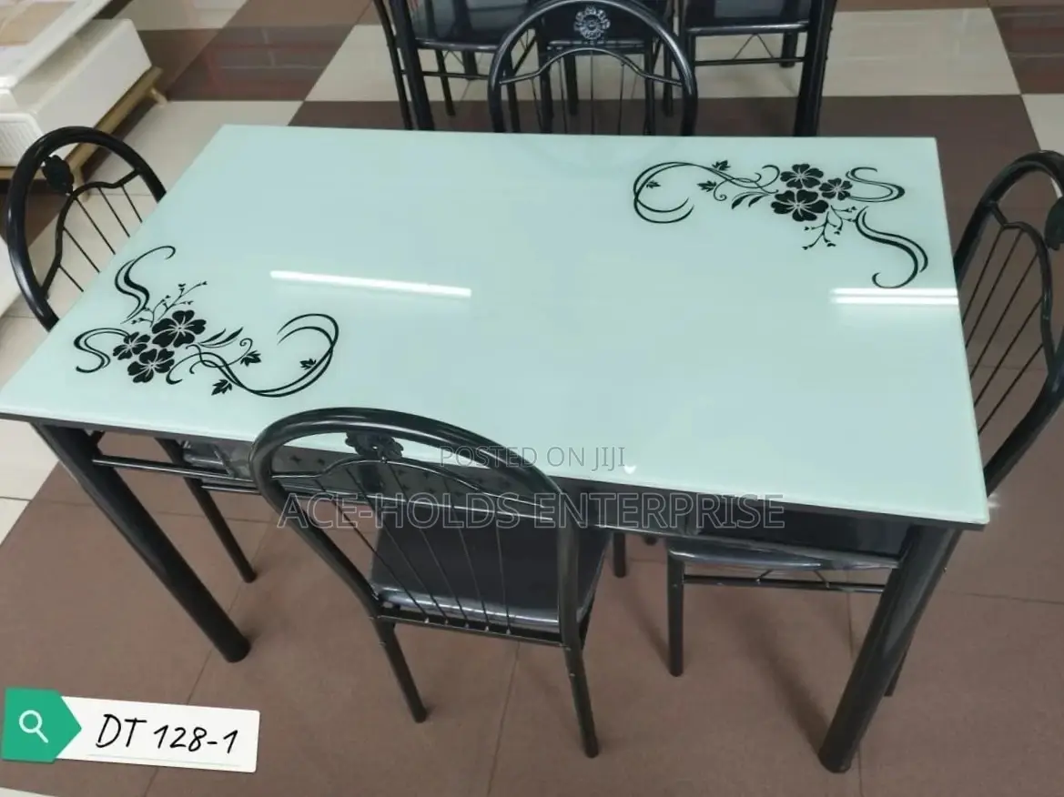 Dt128 Dining Table With 4 Chairs (White)