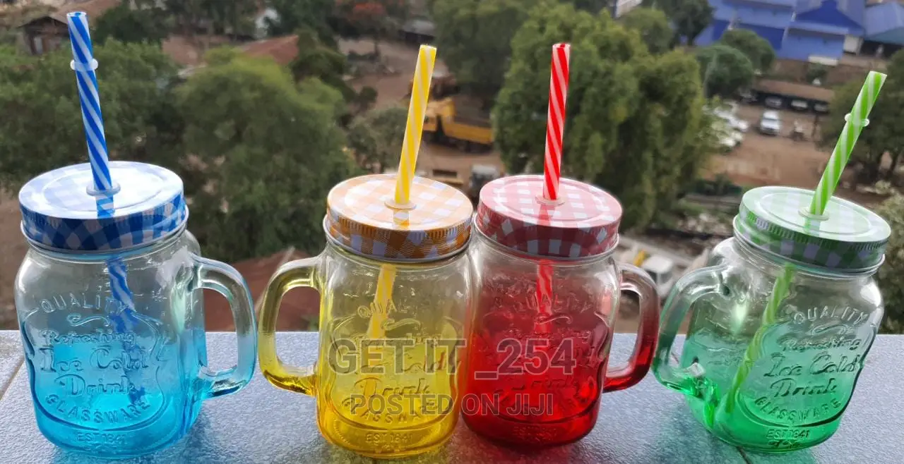 Glass Smoothie Cup Maison Jar With Straw