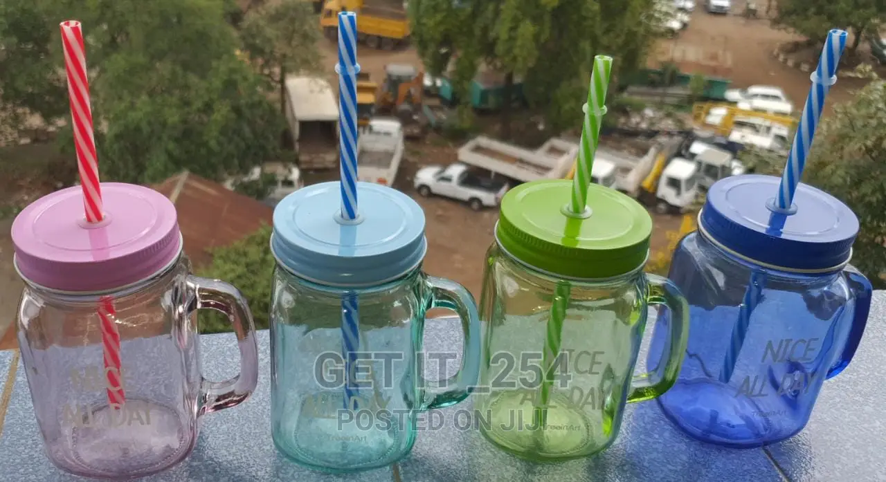 Glass Smoothie Cup Maison Jar With Straw