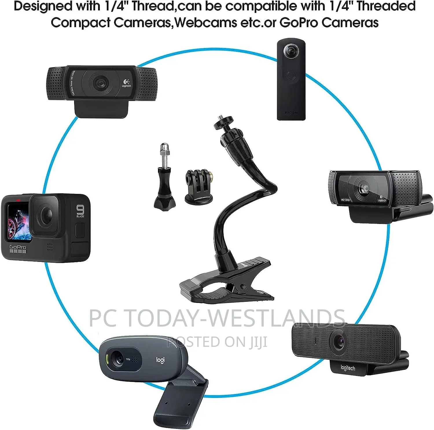 Smatree Webcam Stand, Flexible Jaws Clamp Clip Mount Holder