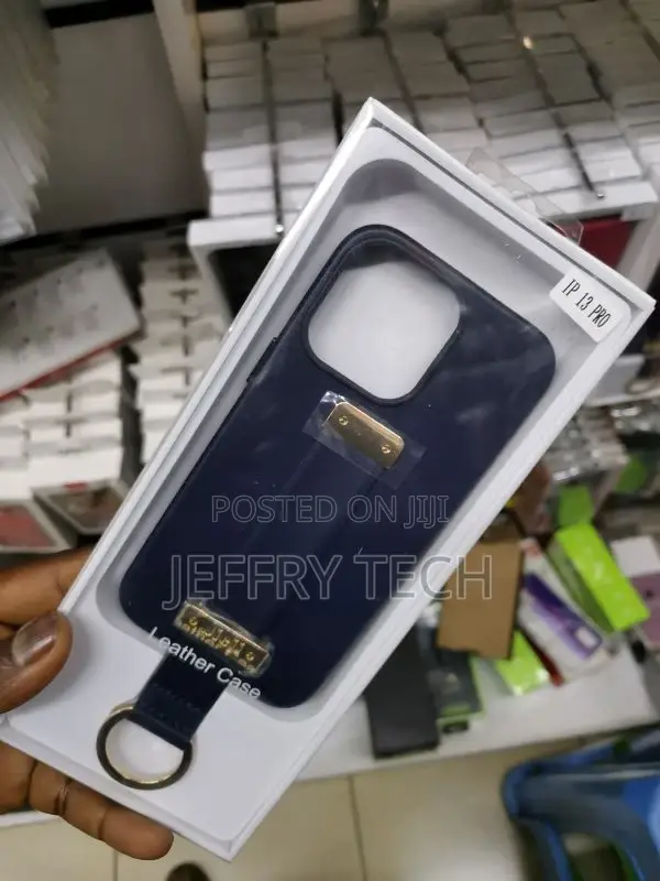 Leather Wrist Strap Case for iPhone 13 Pro Blue