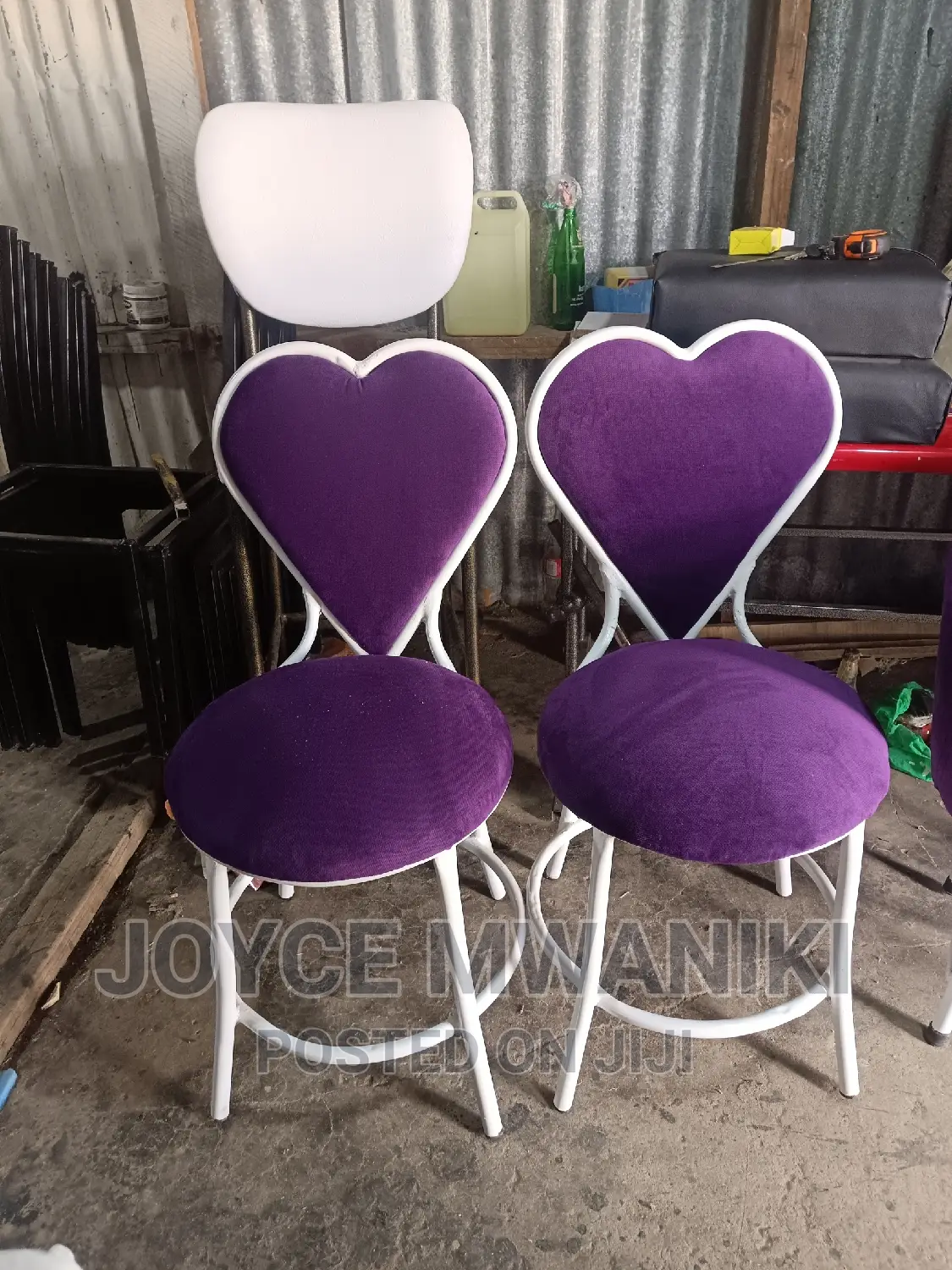 Manicure Seats, Purple and White.