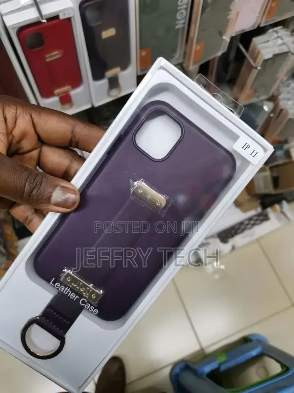 iPhone 11 Leather With Wristband Strap Holder Ring Purple