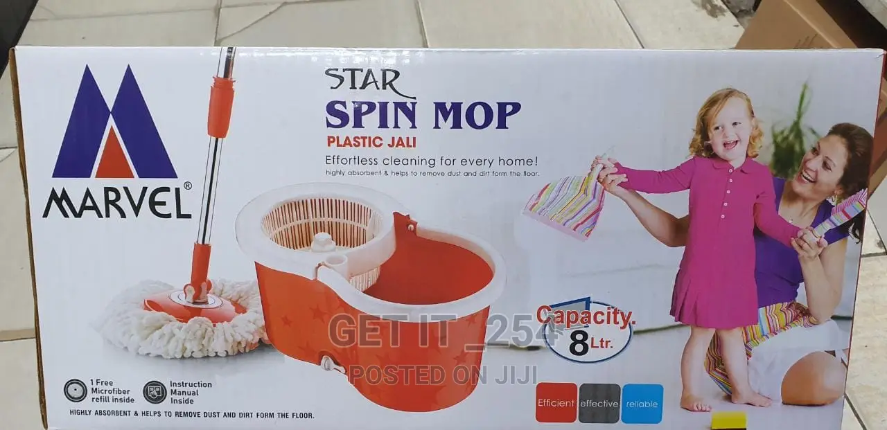 8ltr Marvel 360 Spin Mop Rotating Bucket With Long Adjustabl