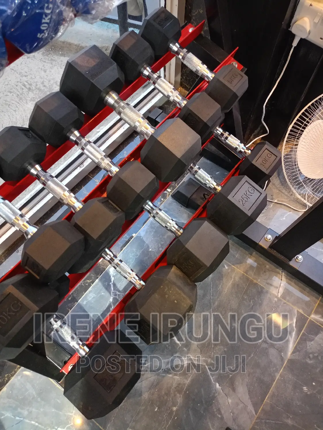Rubber, Fixed, Hexagon Dumbbells