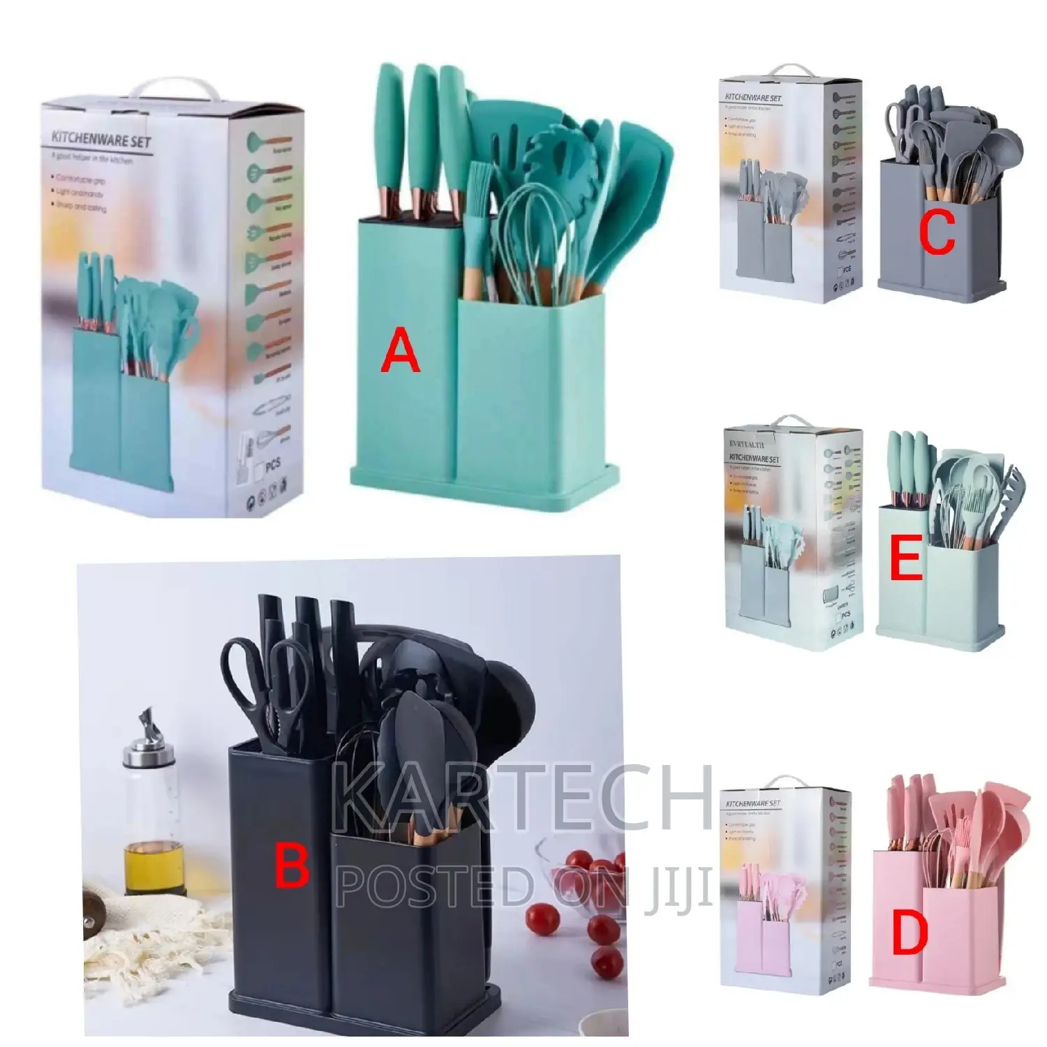 19pcs Silicone Spoons Set
