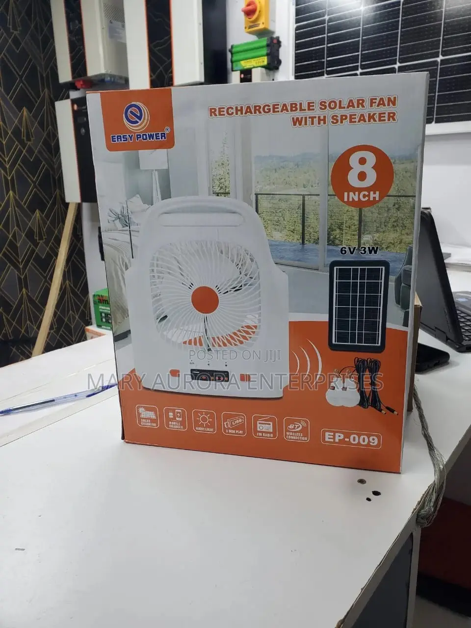 Rechargeable Solar Fan With Speaker