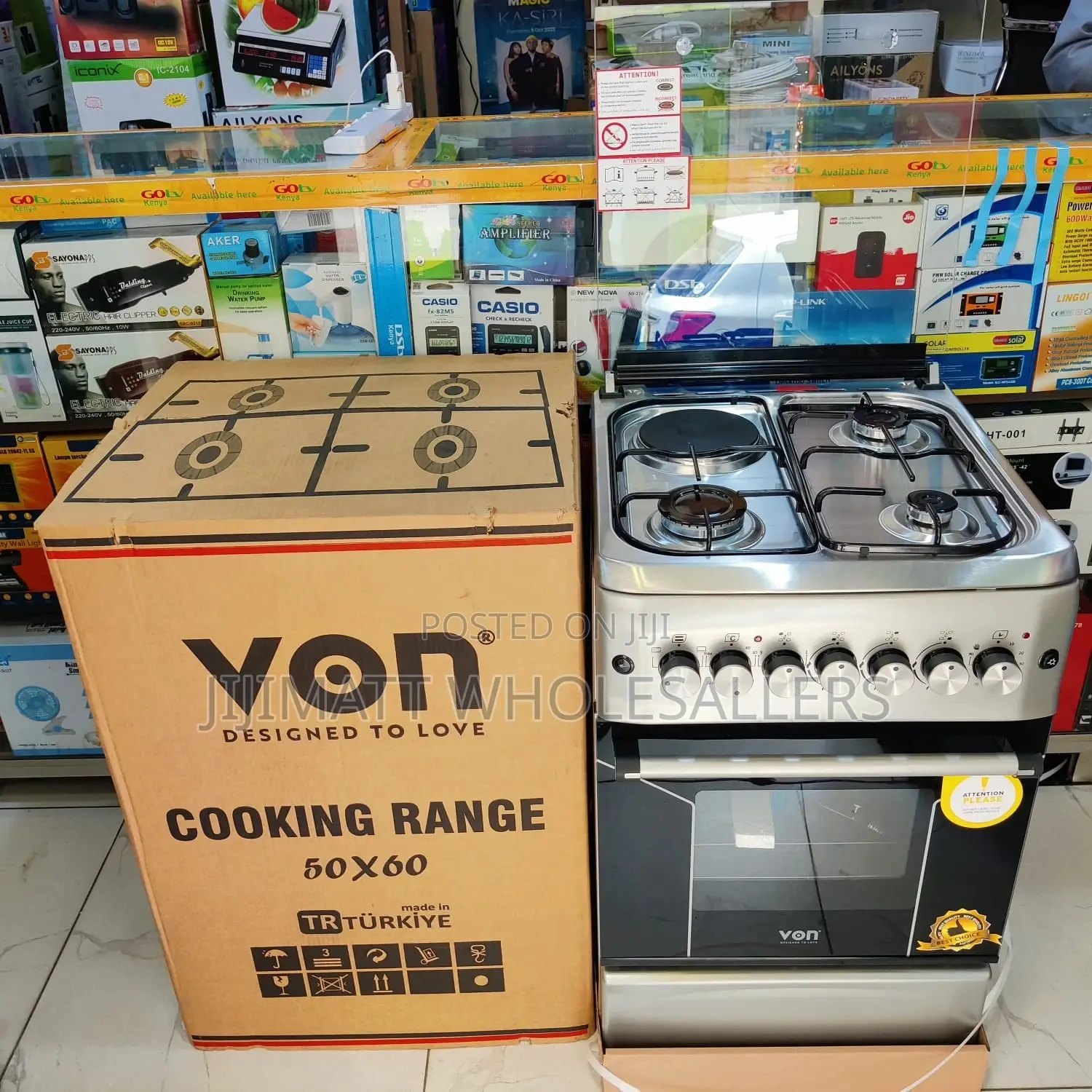 Von Standing Cooker 3G+1E With 
Electric Oven 50cmx60cm
*