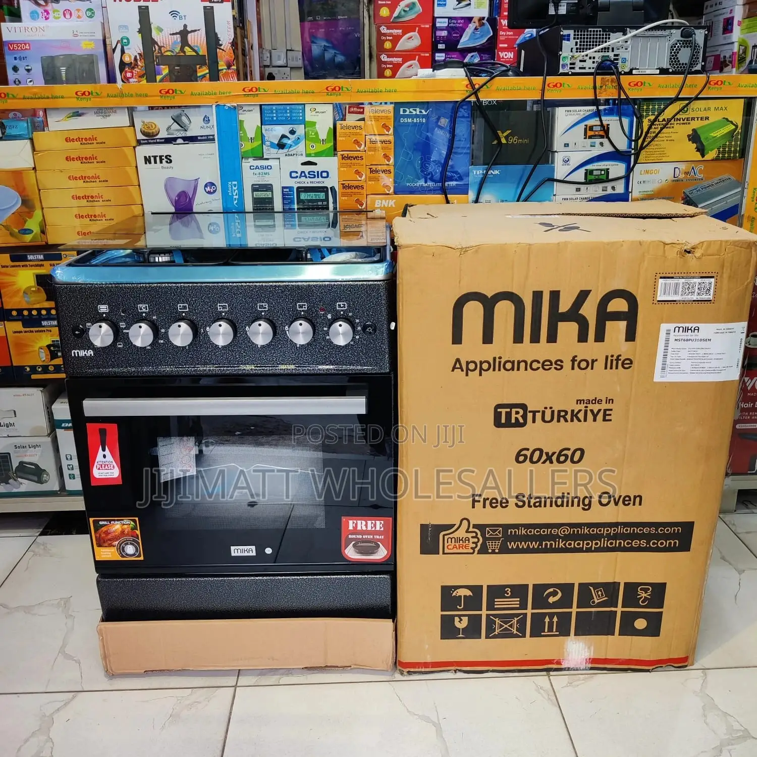 *Mika Standing Cooker 3G+1E, 60*60cm, Electric Oven,