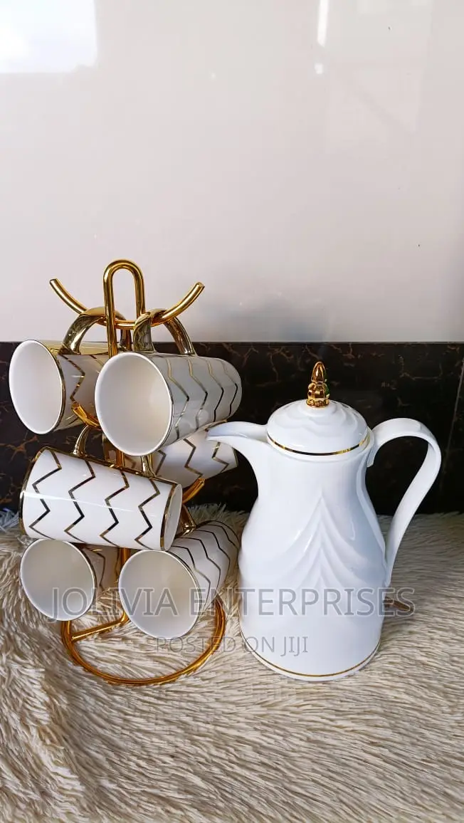 6 Pc Mug Gold+1;0 Awalyz Breakable Flask White