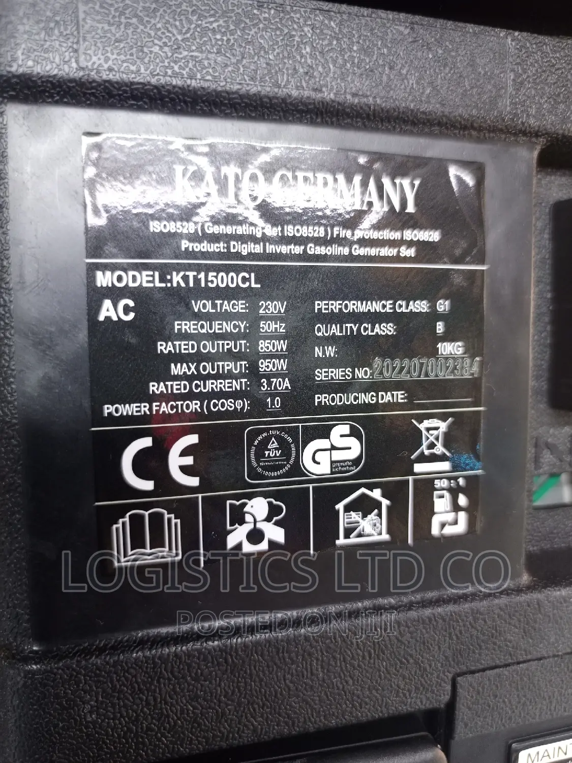 Kato KT1500CL 850W Two Stroke Petrol Generator