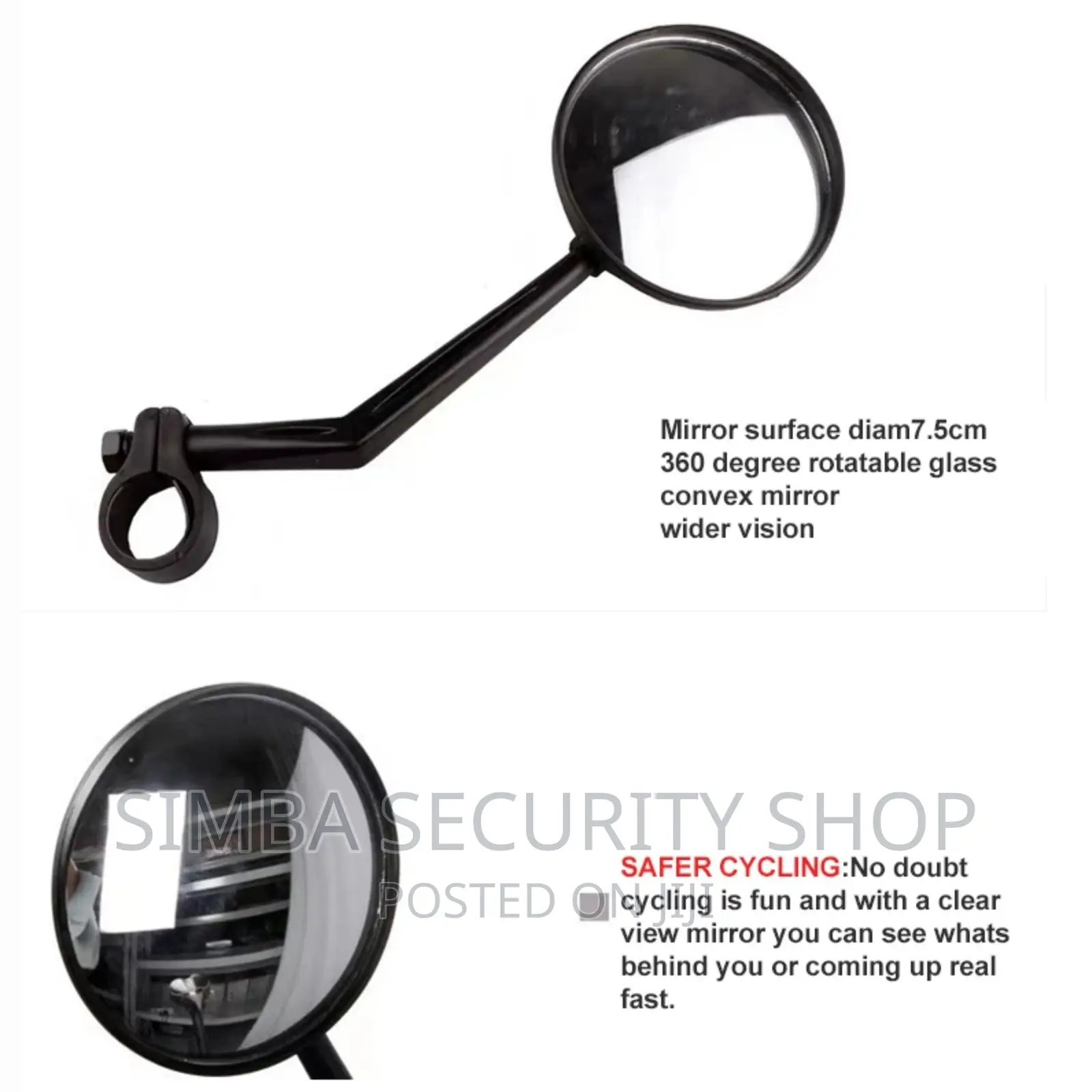 Long Bicycle Bike Rearview Mirror Motorcycle Back Side 360