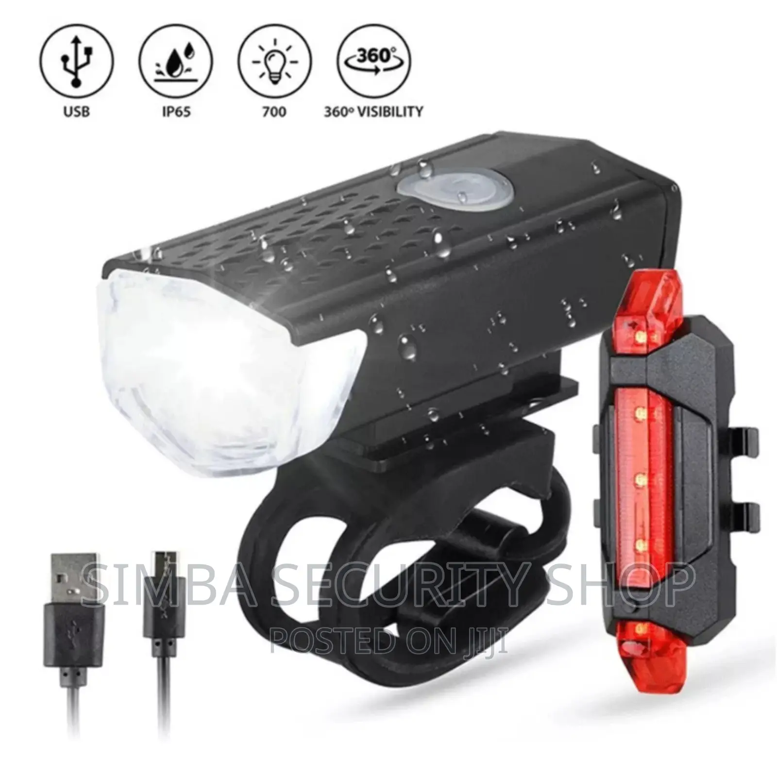 Charging Bicycle Bike Front Rear Tail Light Waterproof Back