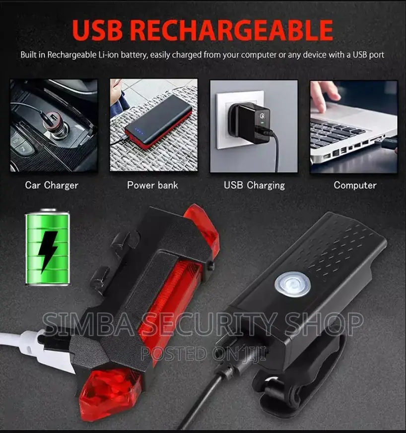Charging Bicycle Bike Front Rear Tail Light Waterproof Back