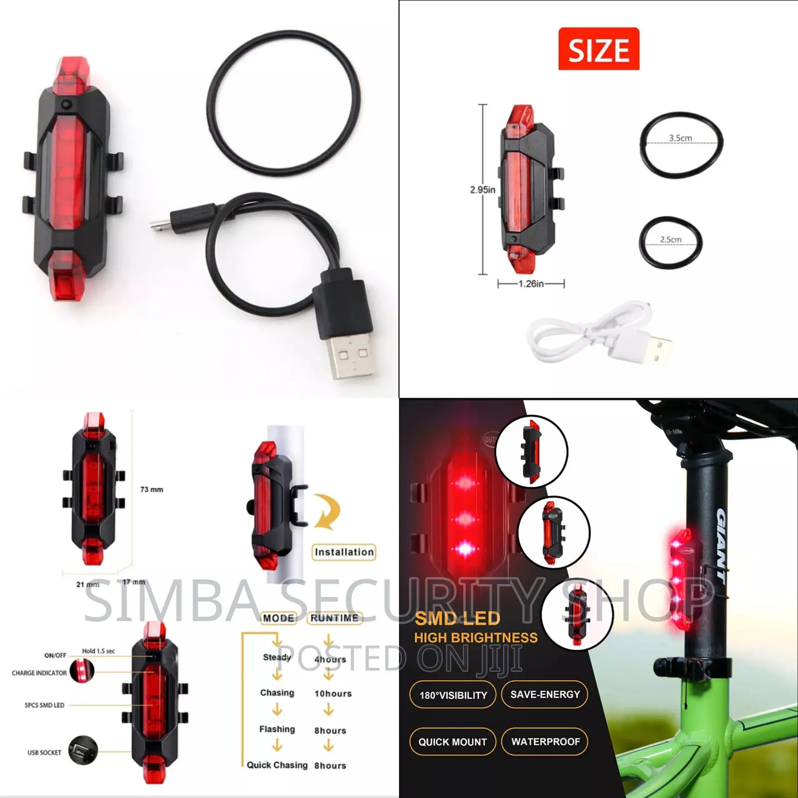 USB Rechargeable LED Bicycle Bike Front Rear Tail Lights