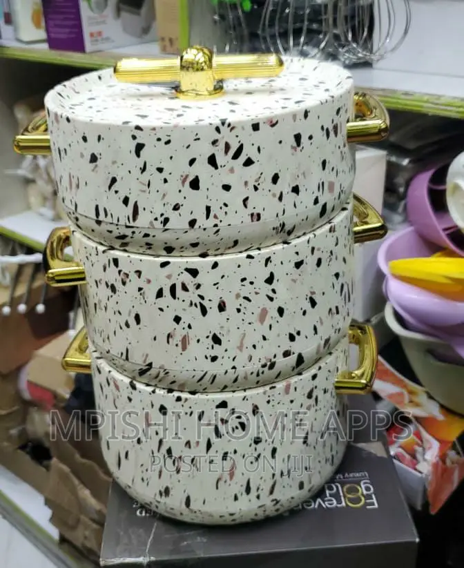 3pcs Hot Pot White Terrazzo
