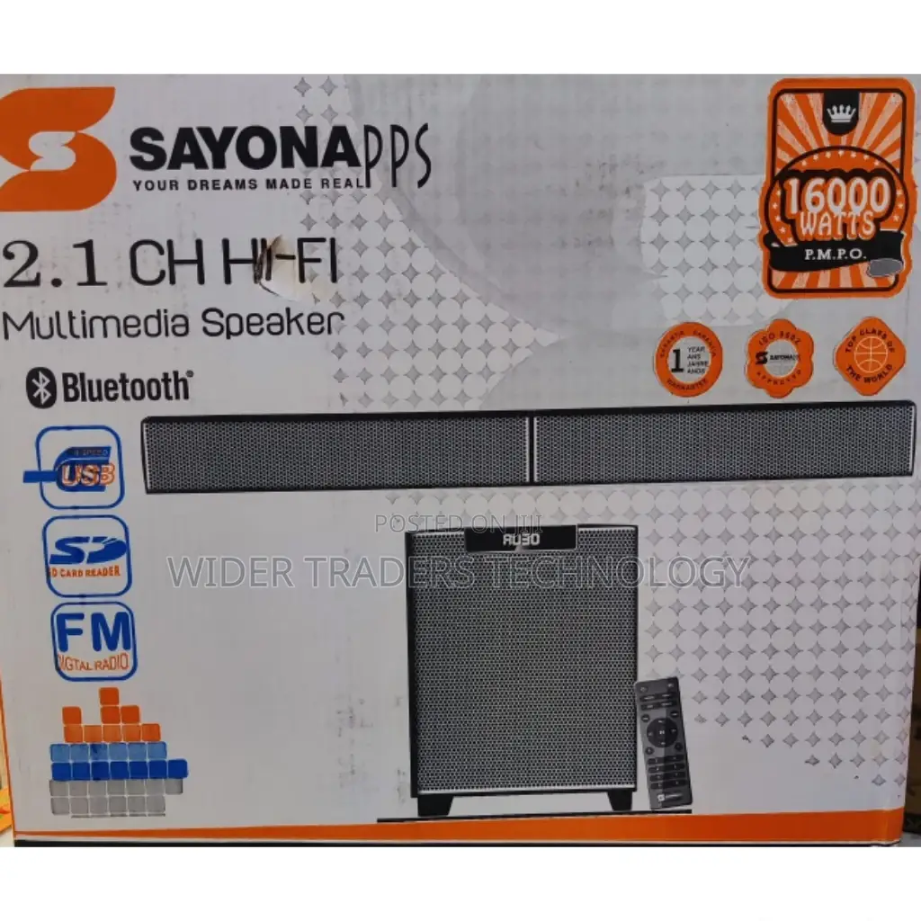 Sayona SHT-1253 BT--2.1CH Sub Woofer System Black