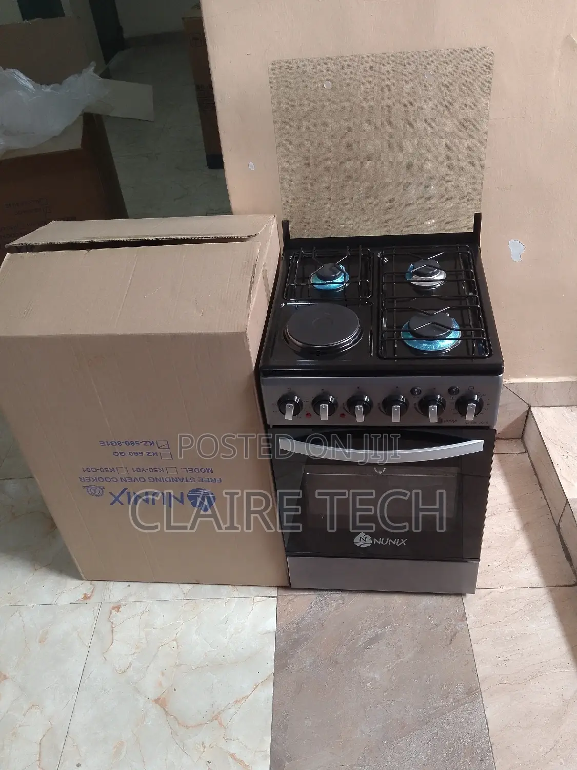 Cooker! Nunix 50*55 3gas 1electric Free Standing Cooker