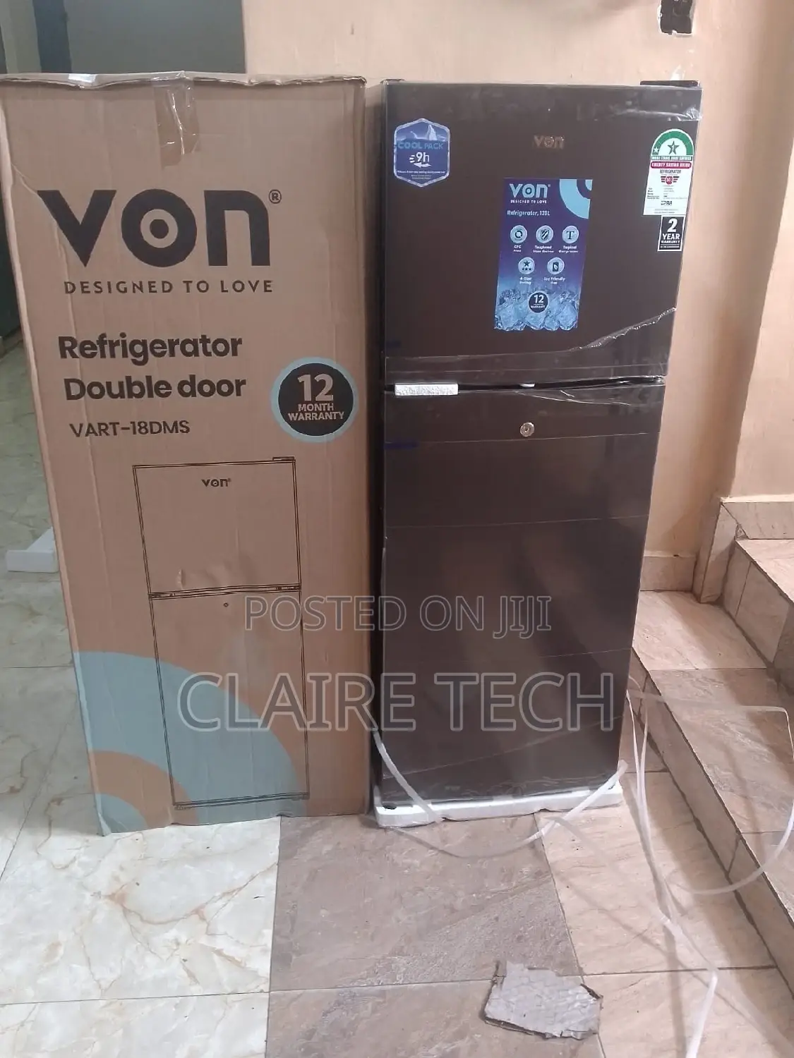 Von 138l Double Door Refrigerator