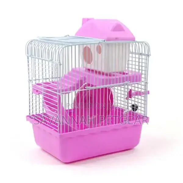 Hamster Cage Double Layer House Hamster Pet With Slides-Pink