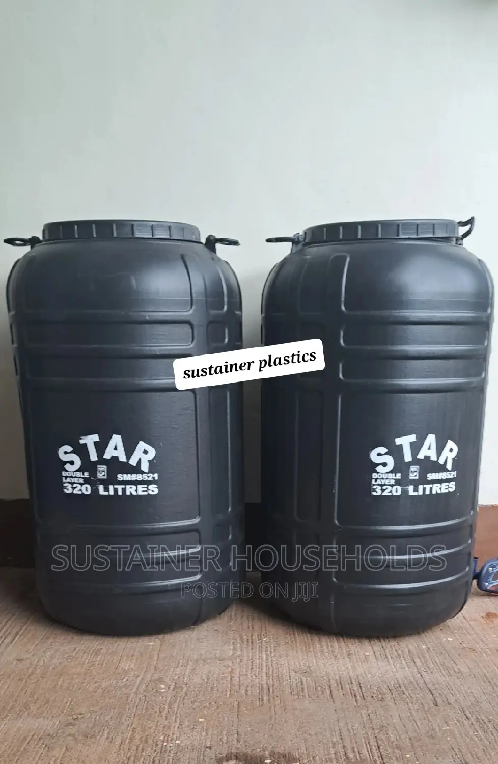 320 Litres Plastic Water Storage Tanks (Black)