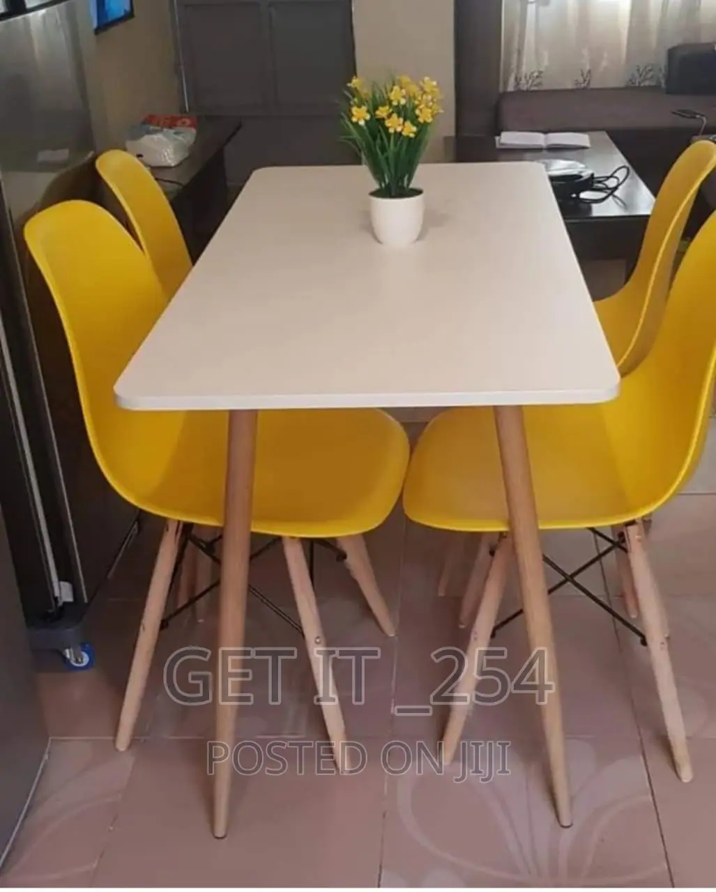 Rectangular Wooden Table With Metallic (L120cm W60cm H75cm
