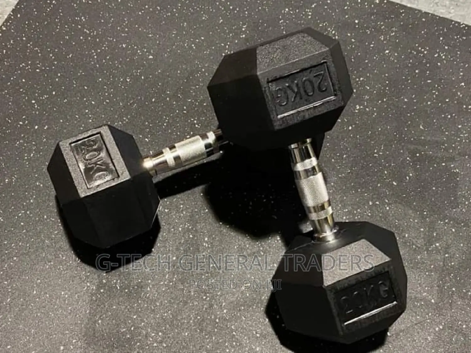 Dumbbells!20kg Hexagonal Rubber Coated Pair Dumbbells