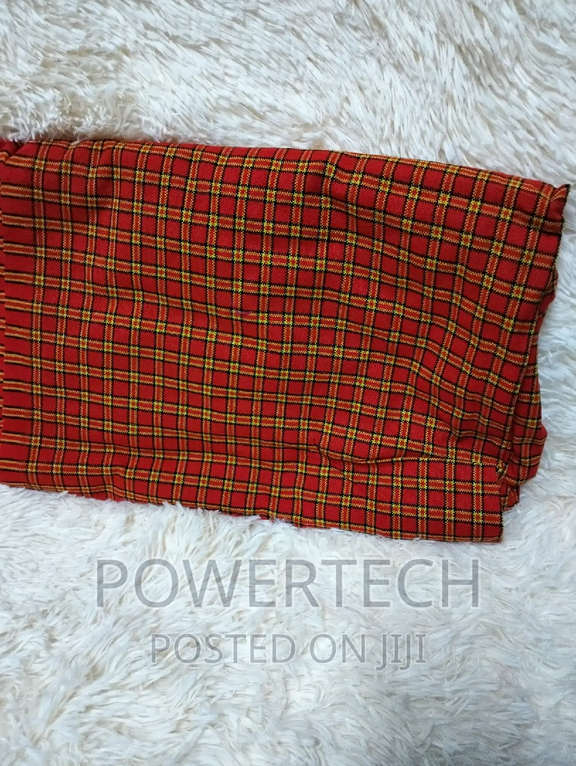 5 by 6 Maasai Shuka Throw Fleece Blanket / Red.