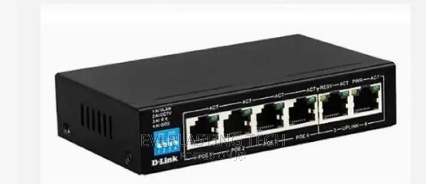 .D-Link 250M 6-Port 1000mbps Switch With 4 Poe Ports and 2 U