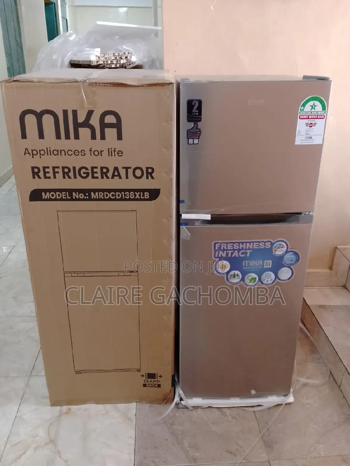 Fridge!Fridge!Mika 138l Double Door Silver Refrigerator