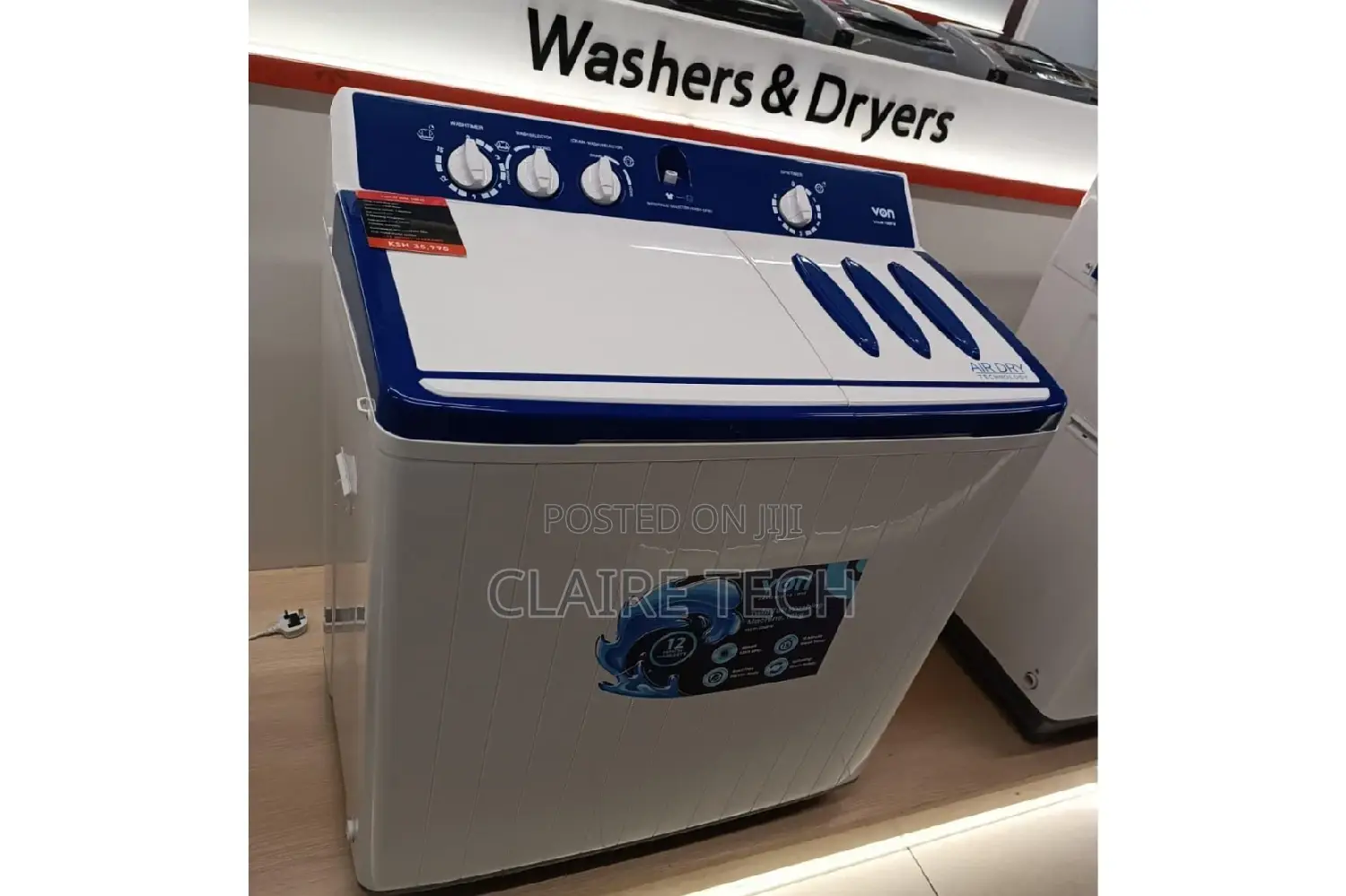 Von Twin Tub Semi Automatic Washing Machine -10kg