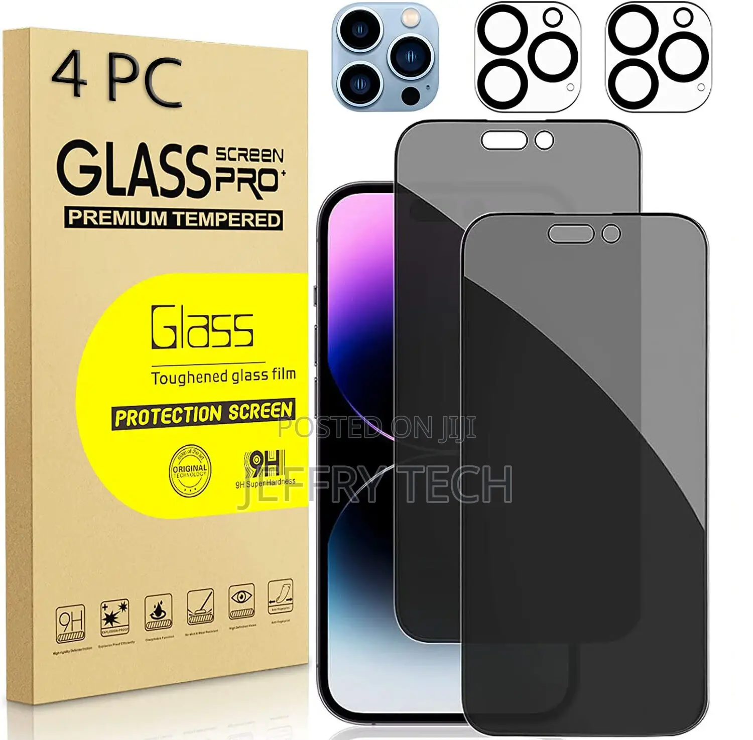 iPhone 15 14 13 12 11 Pro Max Privacy Tempered Glass Screen