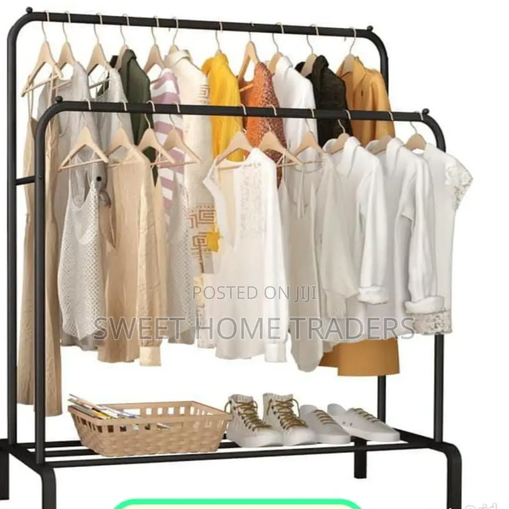 Fashion Double Pole Sided Hook Cloth Rack