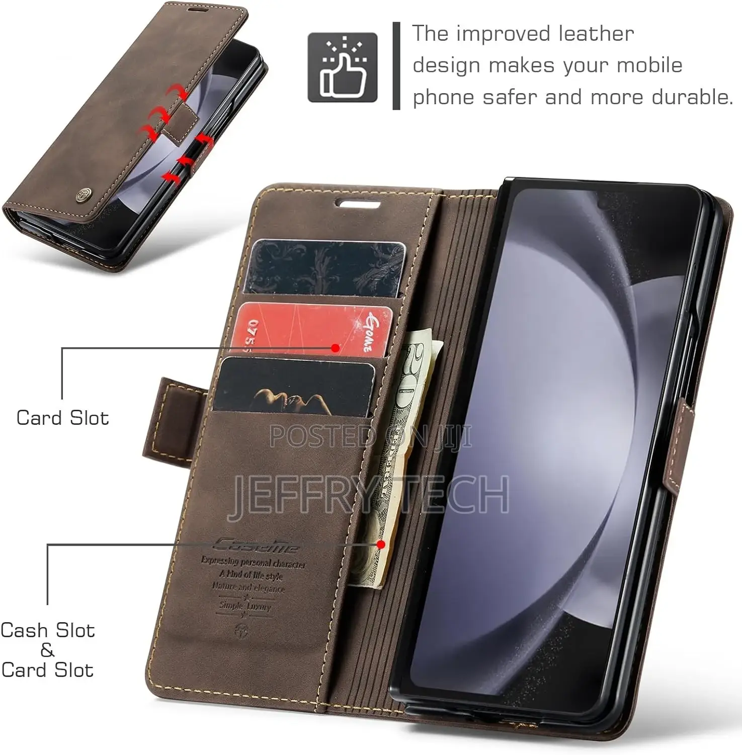 Galaxy Z Fold 5 Case, Leather Galaxy Zfold5 Wallet Case With